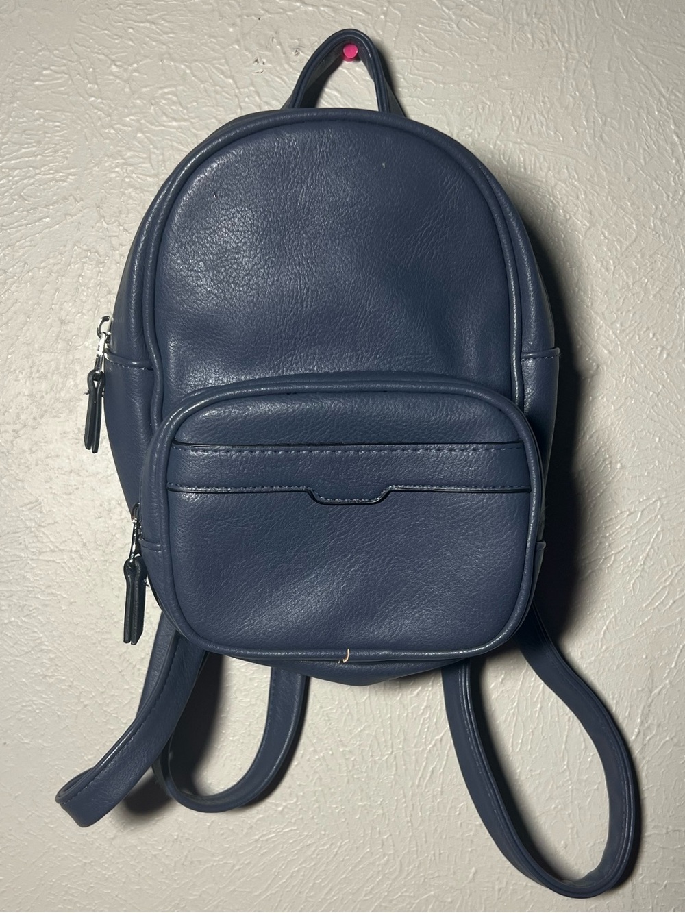 Loume Navy Leather like Mini Backpack